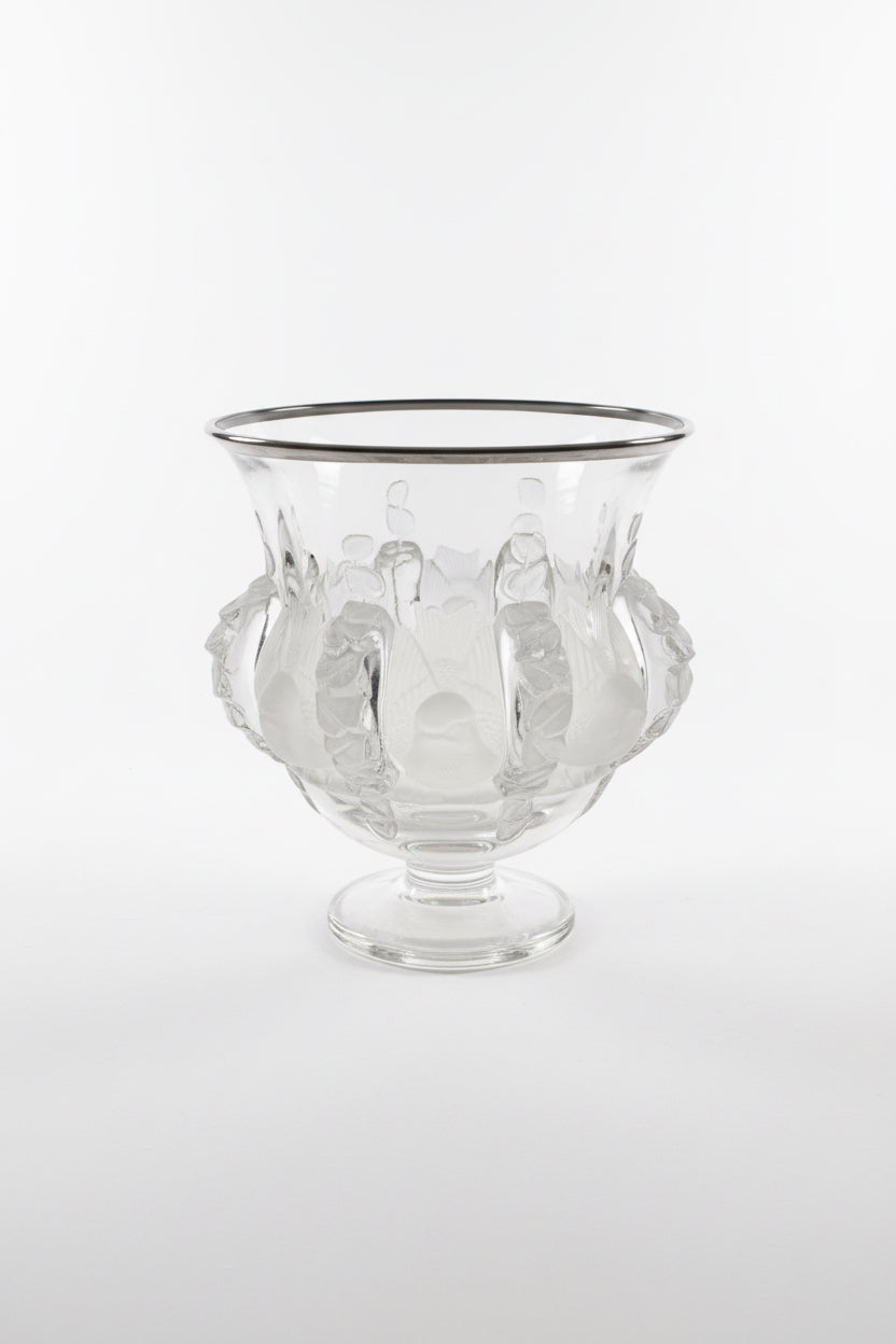 Vase vintage en cristal Lalique Dampierre aux moineaux