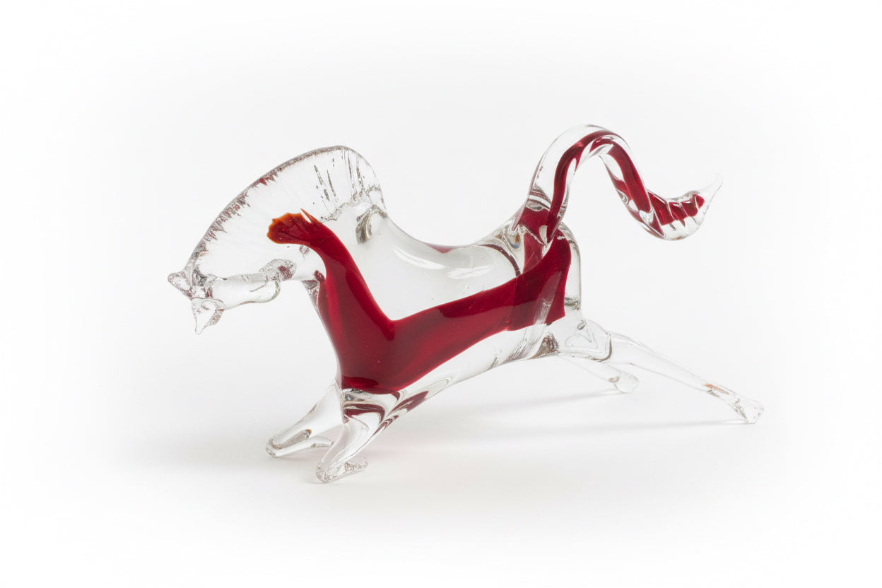 Vintage Murano Red Art Glass Horse