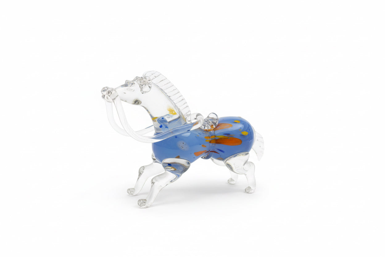 MCM Italian Mouth Blown "Horse" Colored "Murano" Glass Art Sculpture - 1950s - Italy