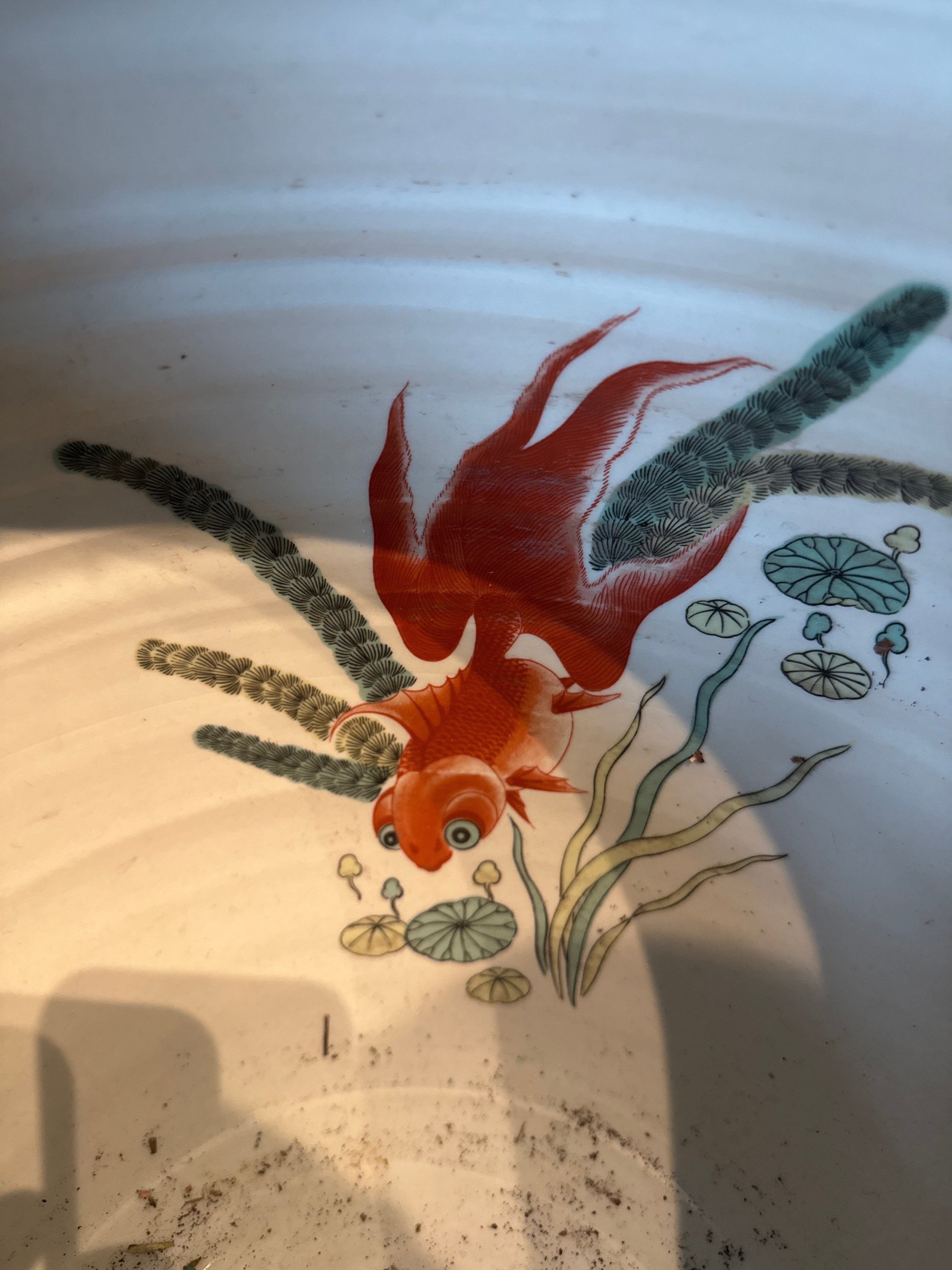 Jardinière Chinoiserie Vintage Chinoise en Porcelaine Carpe Koi