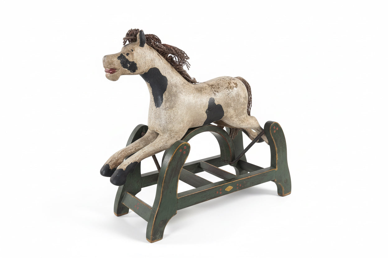 Cheval à bascule artisanal ancien