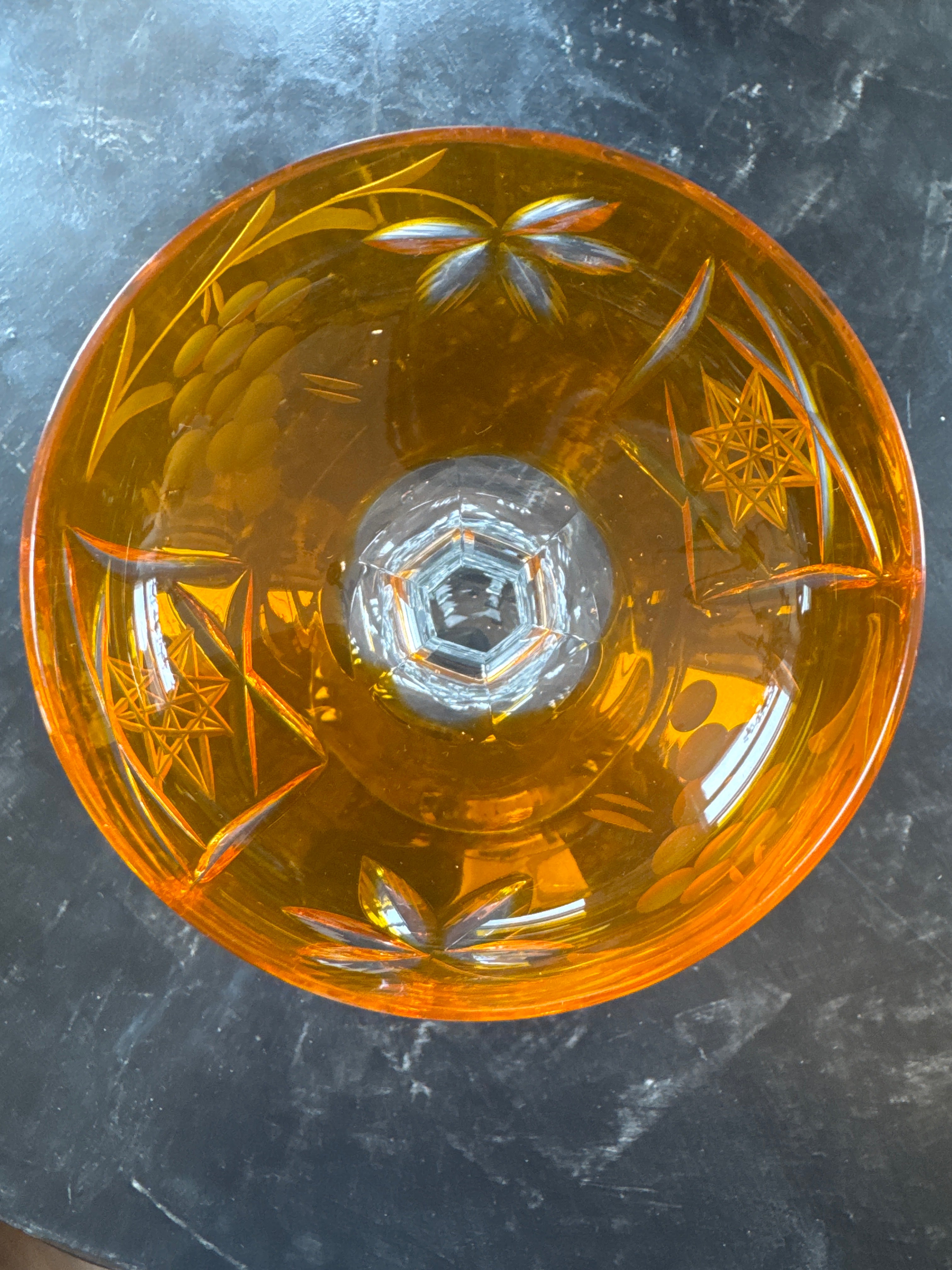 Lot de 6 verres à champagne/cocktail en cristal vintage orange mandarine