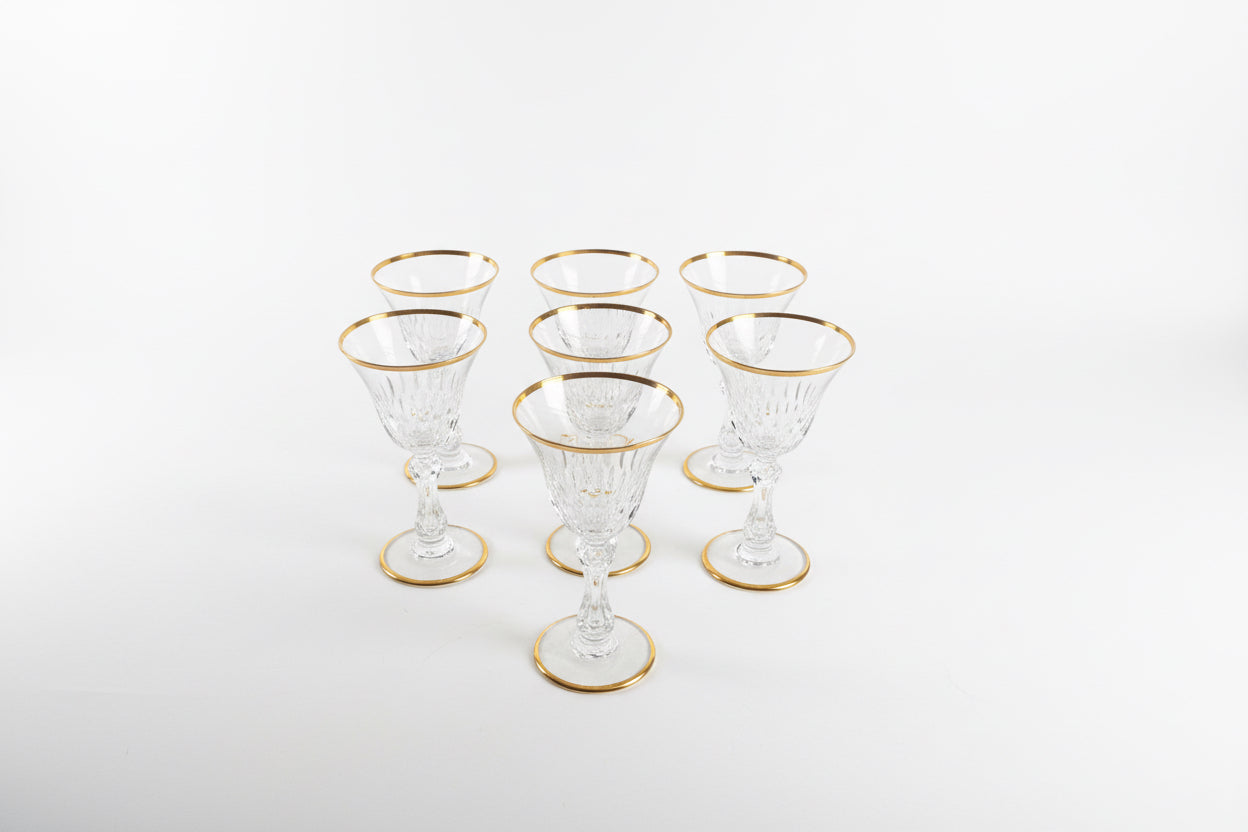 Verres à vin de Bordeaux Saint-Louis en cristal Lozère à liseré doré (lot de 7)