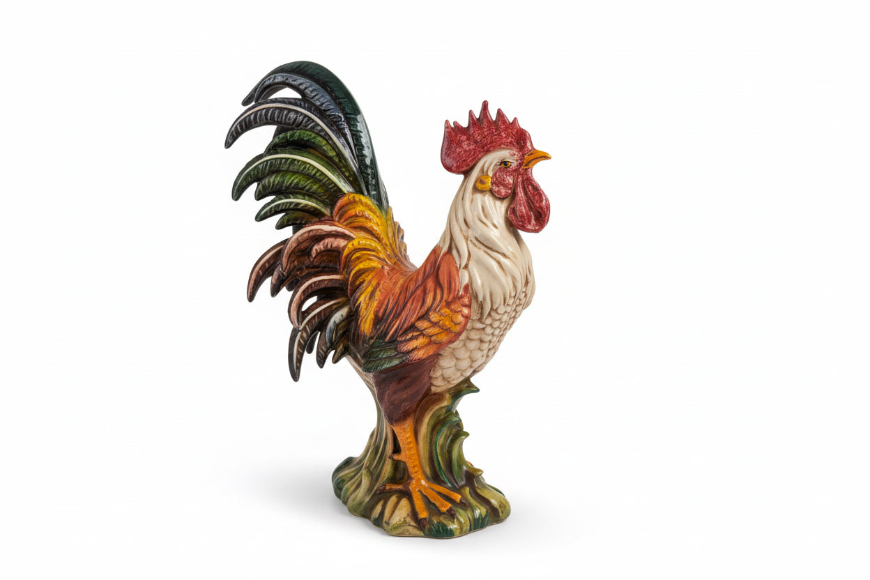 Coq en céramique majolique vintage