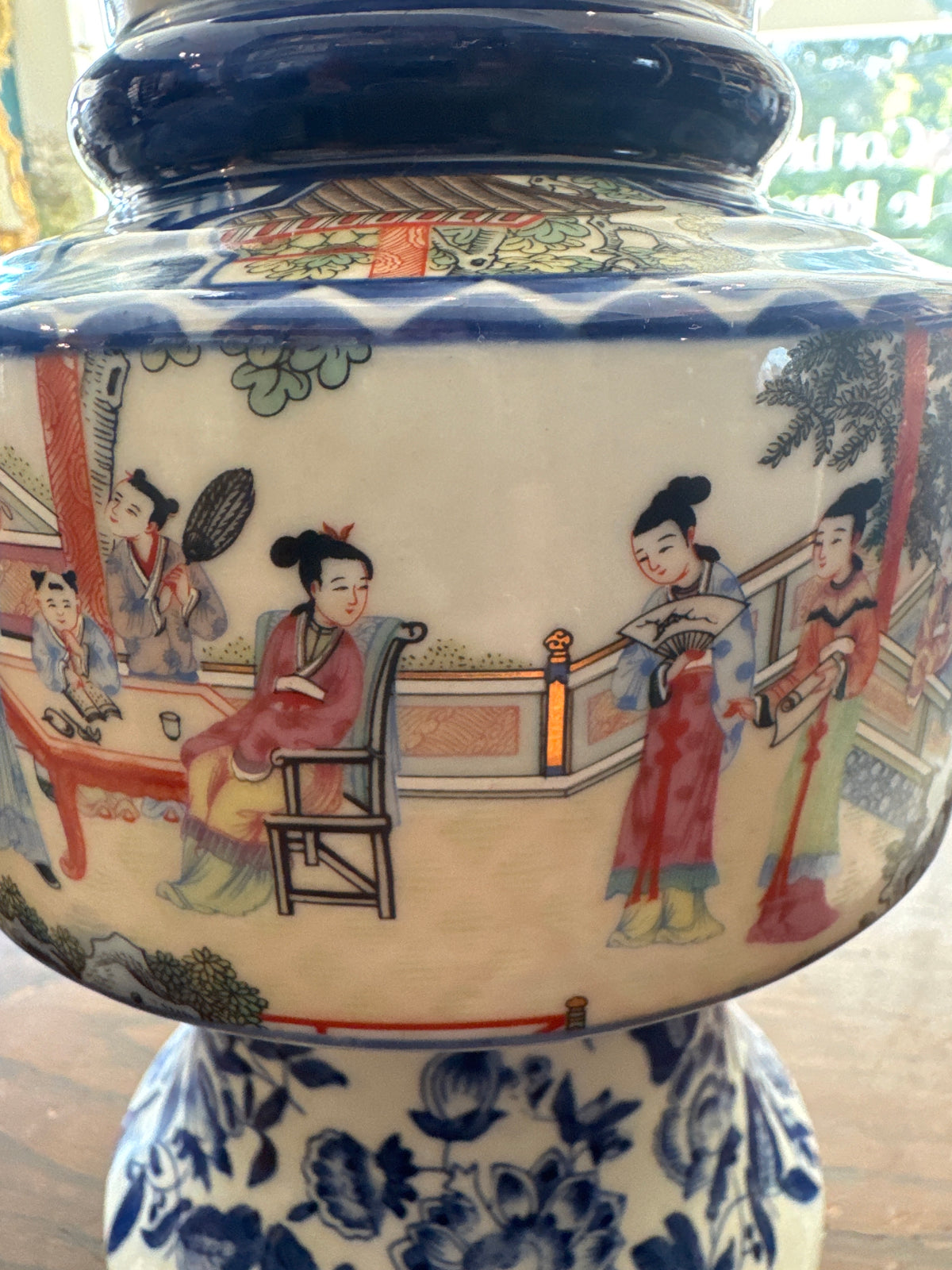 Chinese Blue and White Famille Rose Gu-Form Vase
