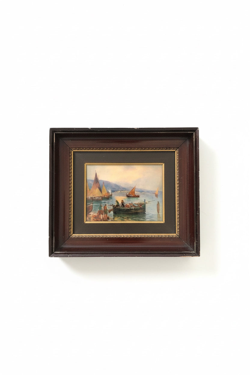 Tableau sur cuivre émaillé de C. Faure, Limoges, antique