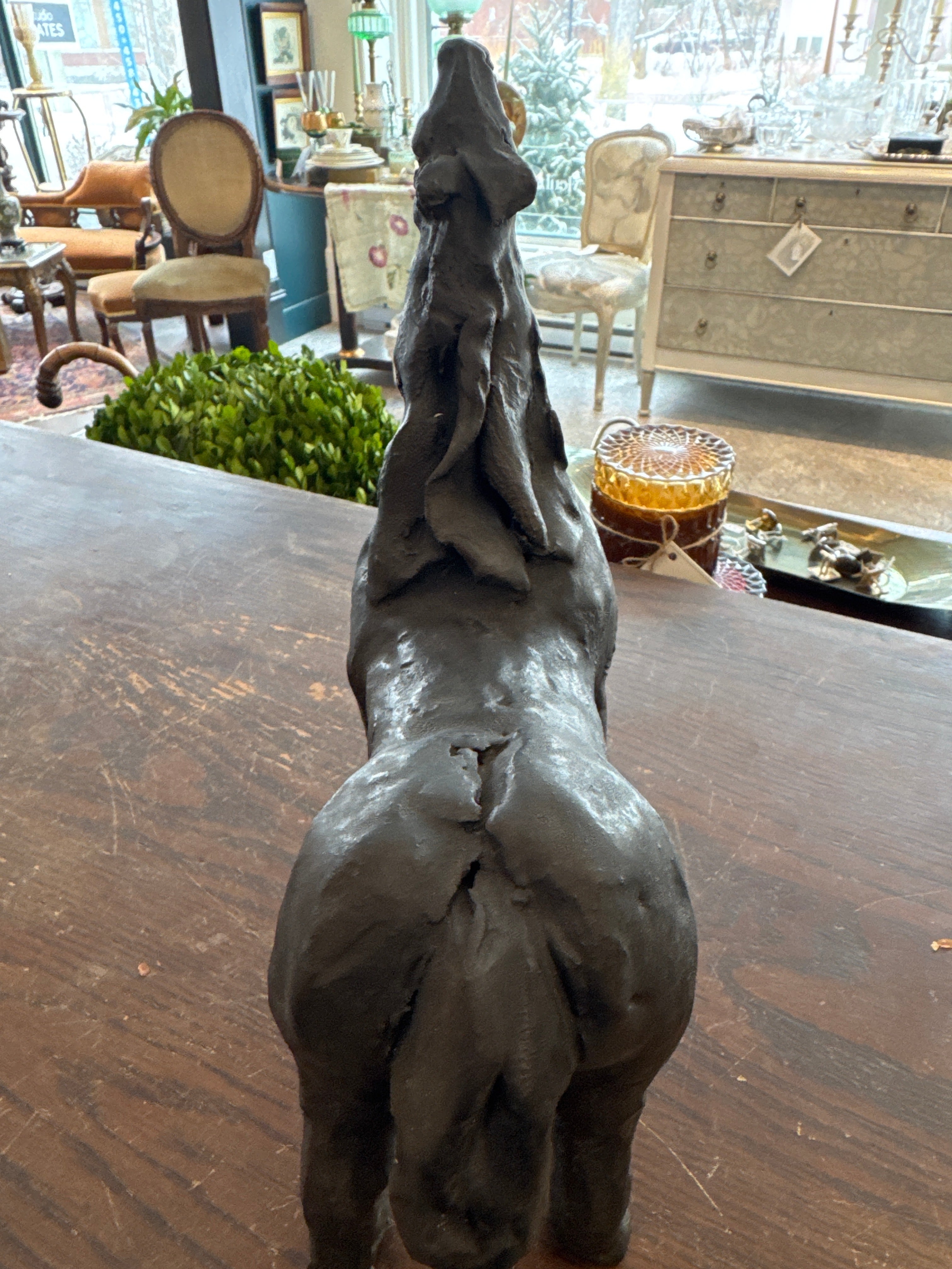 Sculpture cheval vintage en argile