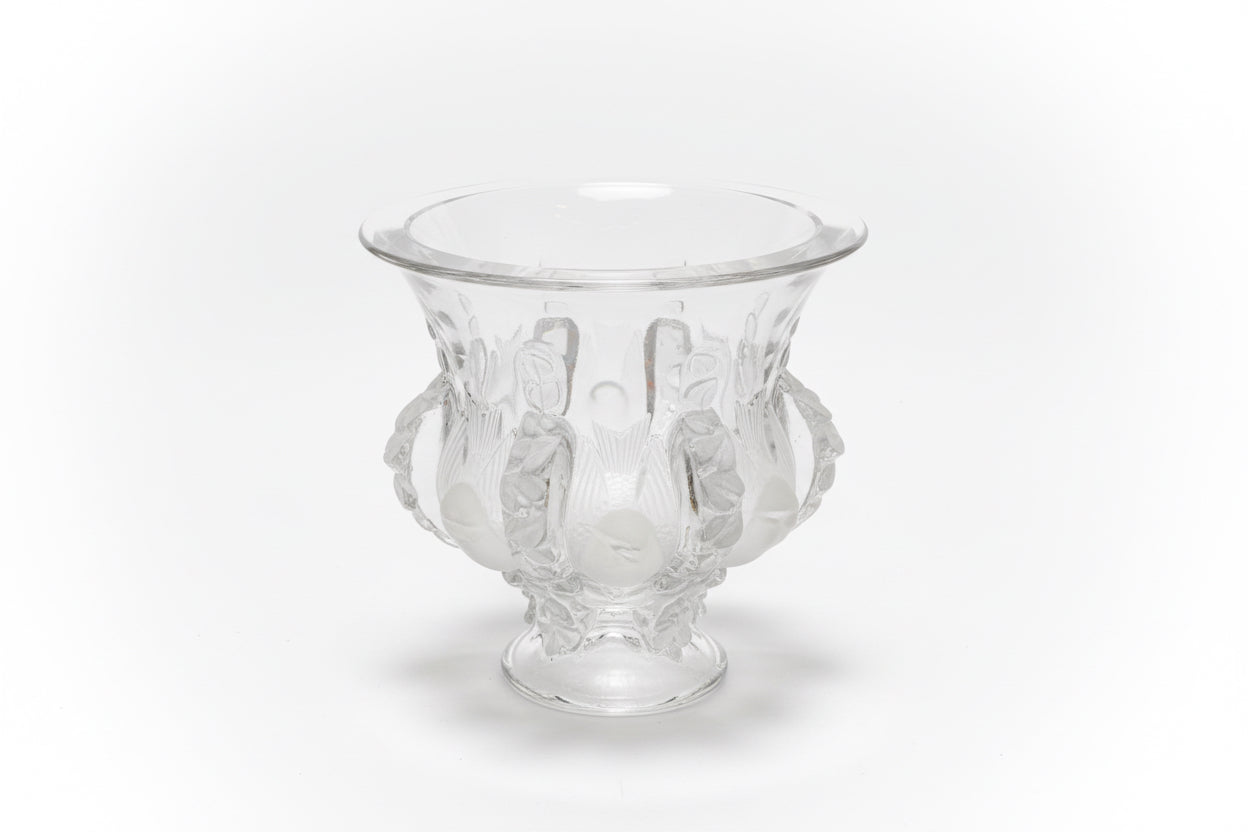 Vase vintage en cristal Lalique Dampierre aux moineaux