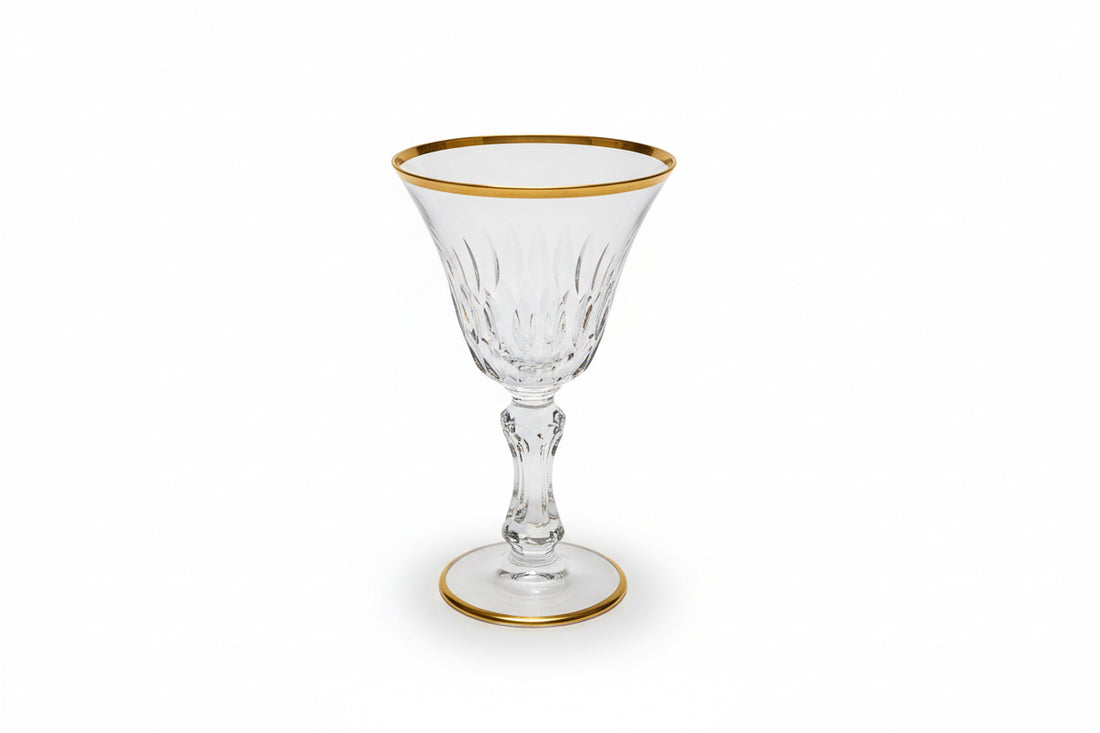 Vintage Saint Louis crystal Lozere Claret glasses with gold rim (set of 7)