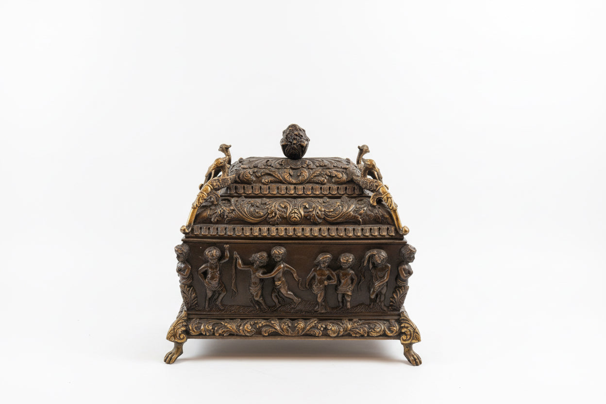 Boîte en métal bronze antique