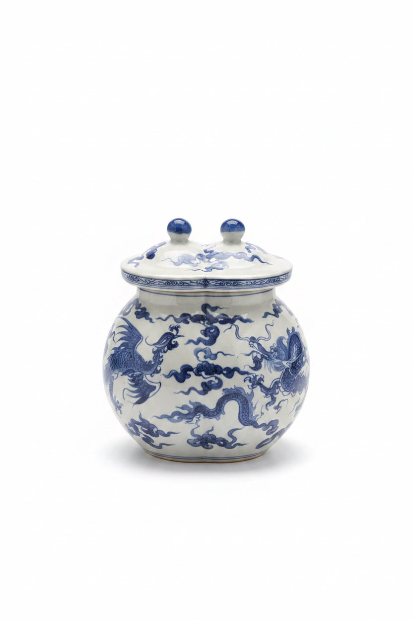 Chinese Blue and White Dragon Ginger Jar