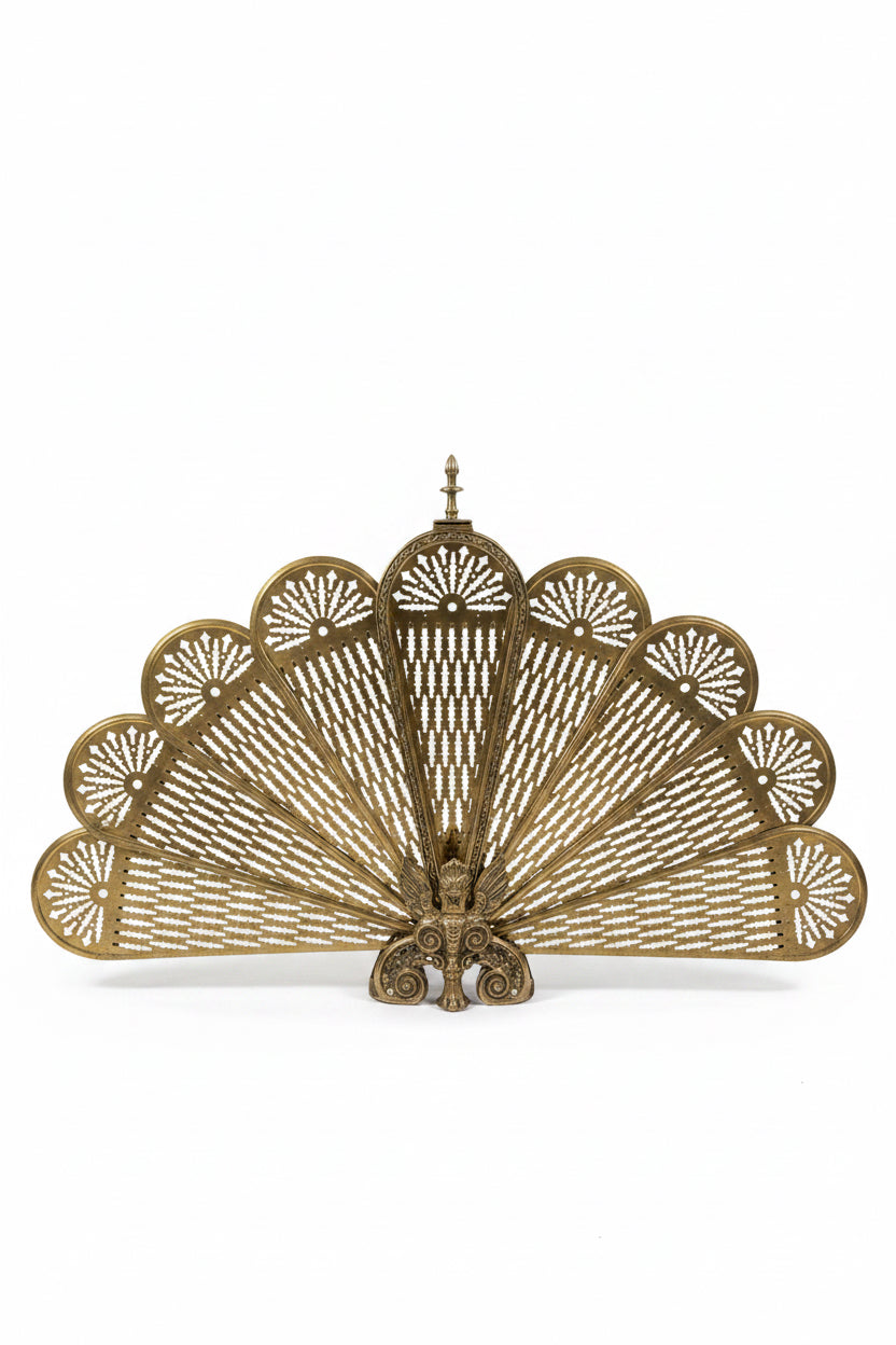 Brass Peacock Fireplace Screen