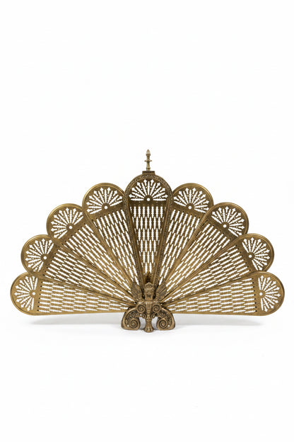 Brass Peacock Fireplace Screen