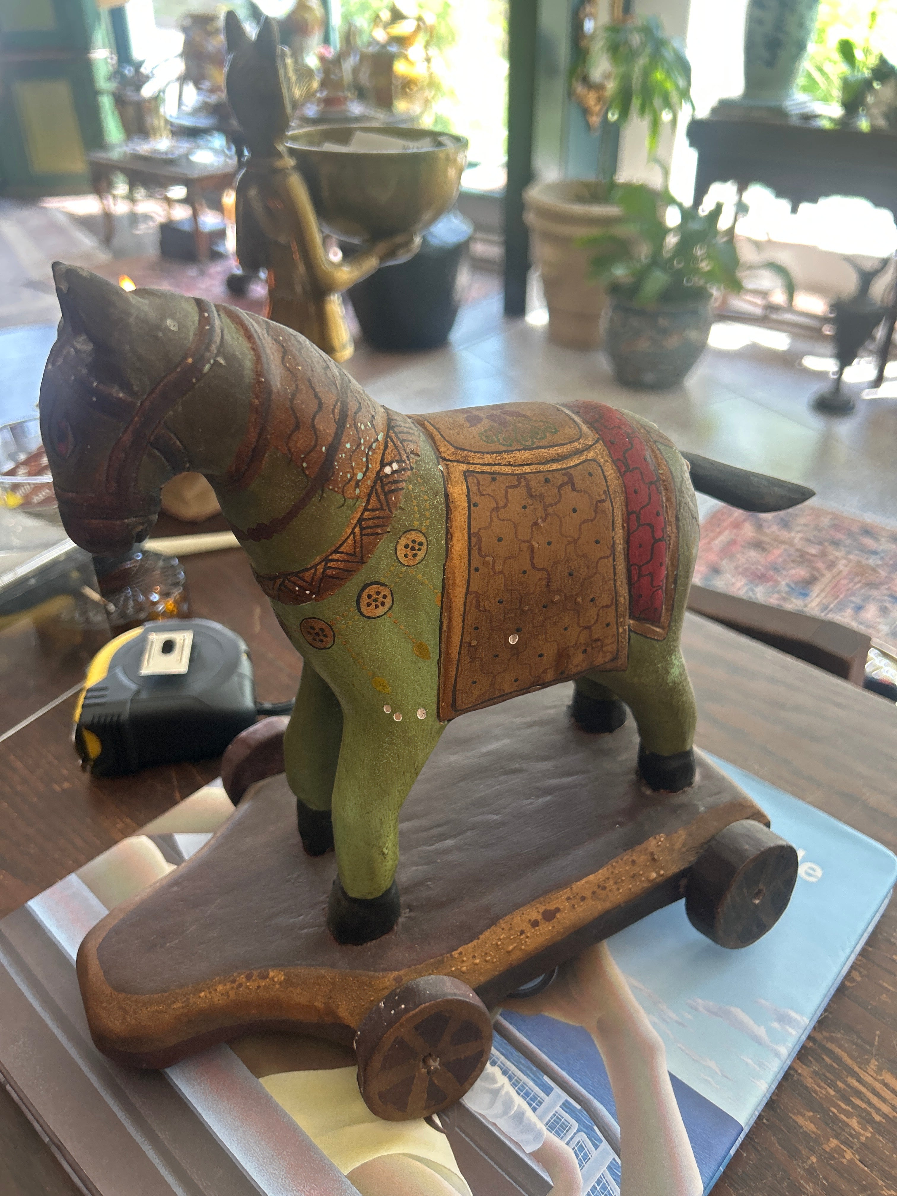 Wood horse on wheels
