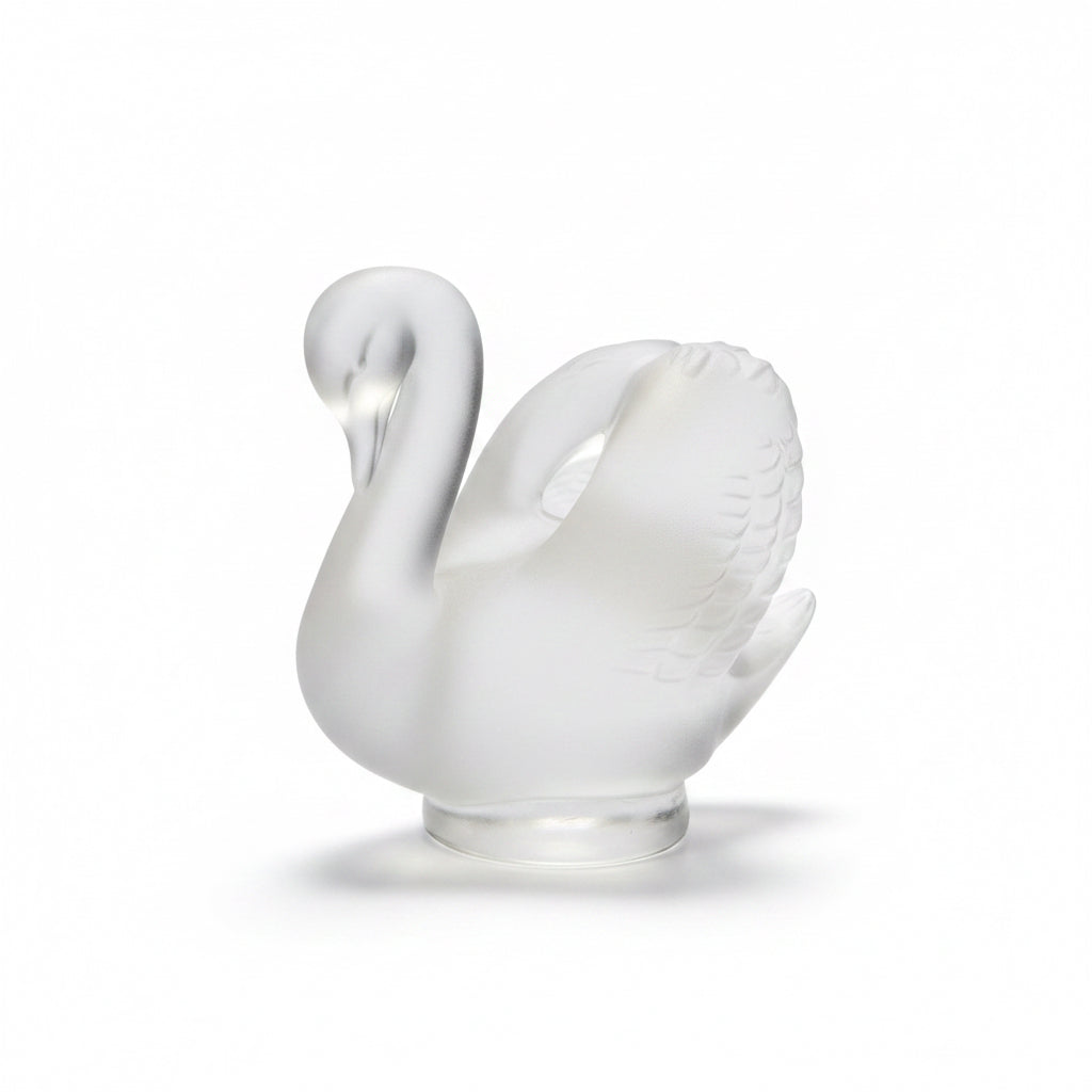 Lalique small swan sculpture seal figurine