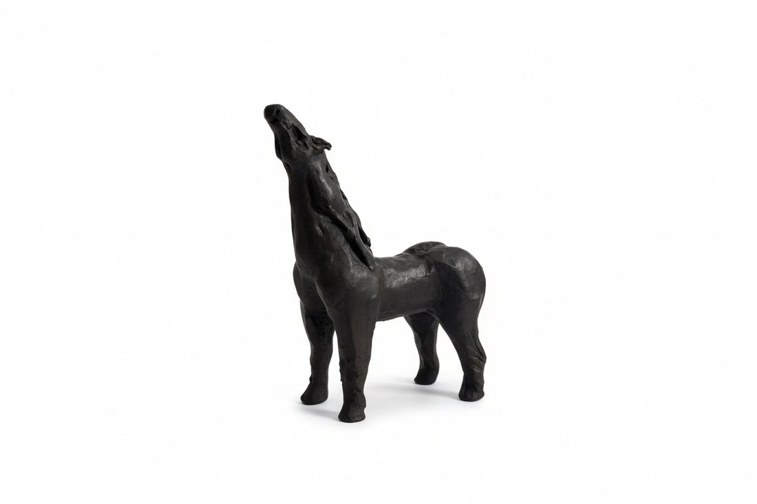 Vintage Clay Horse Sculpture