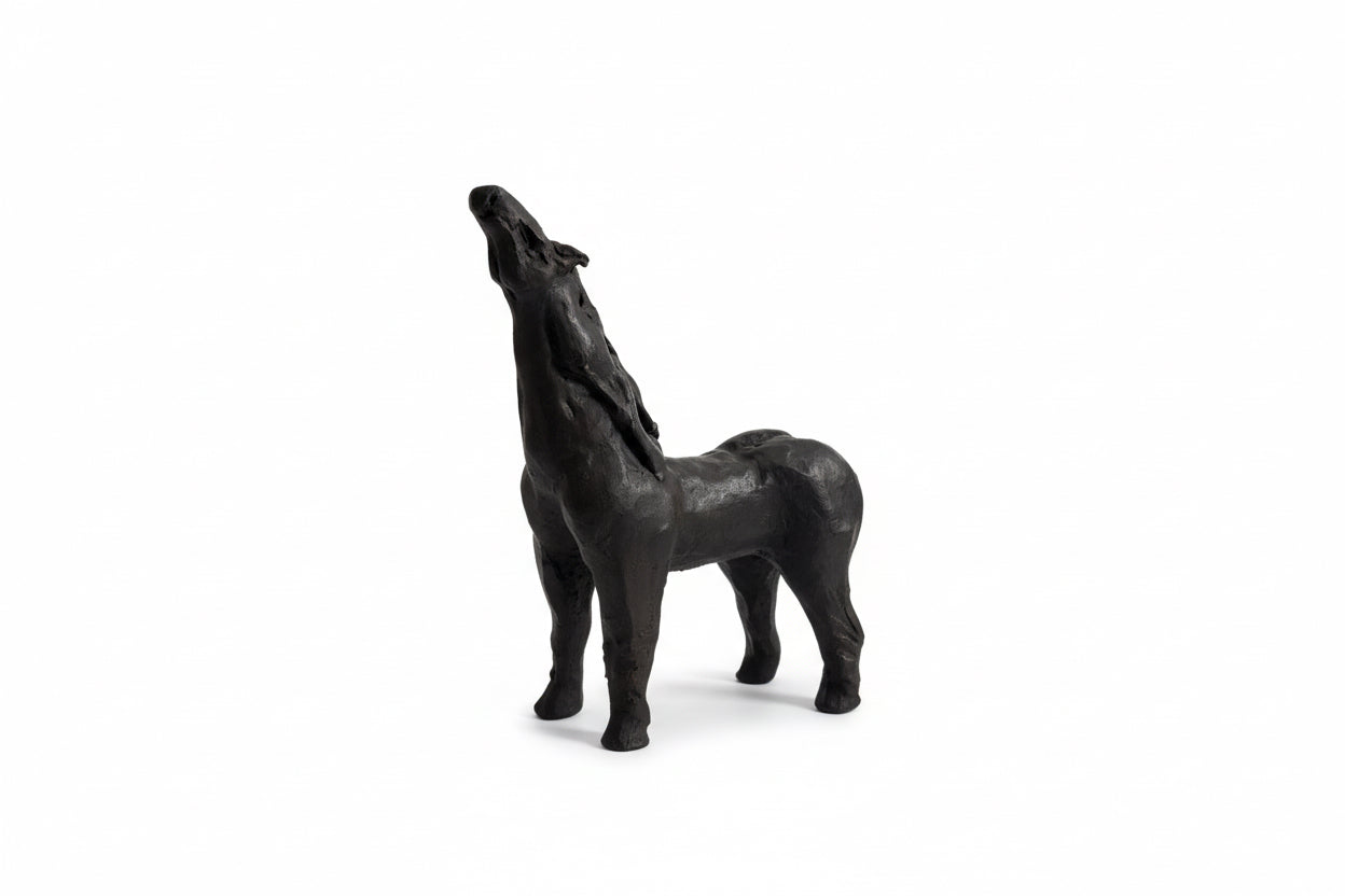 Sculpture cheval vintage en argile