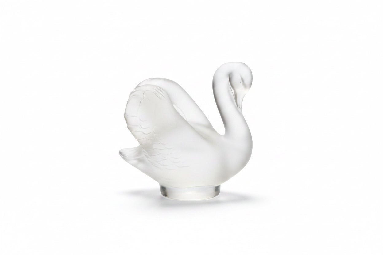 Lalique small swan sculpture seal figurine