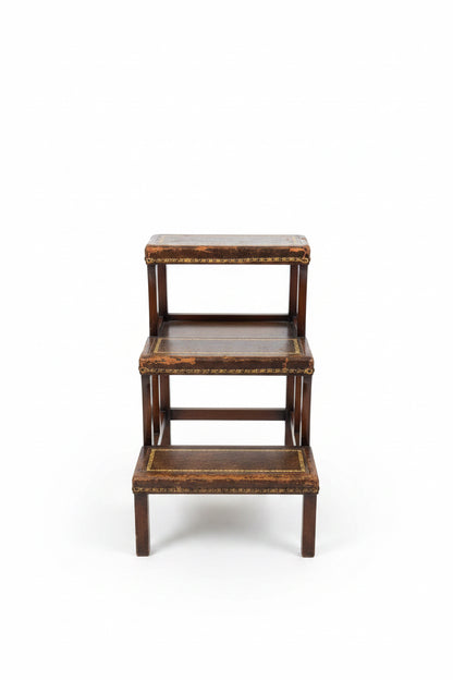 Metamorphic Library Steps Leather Top Side Table