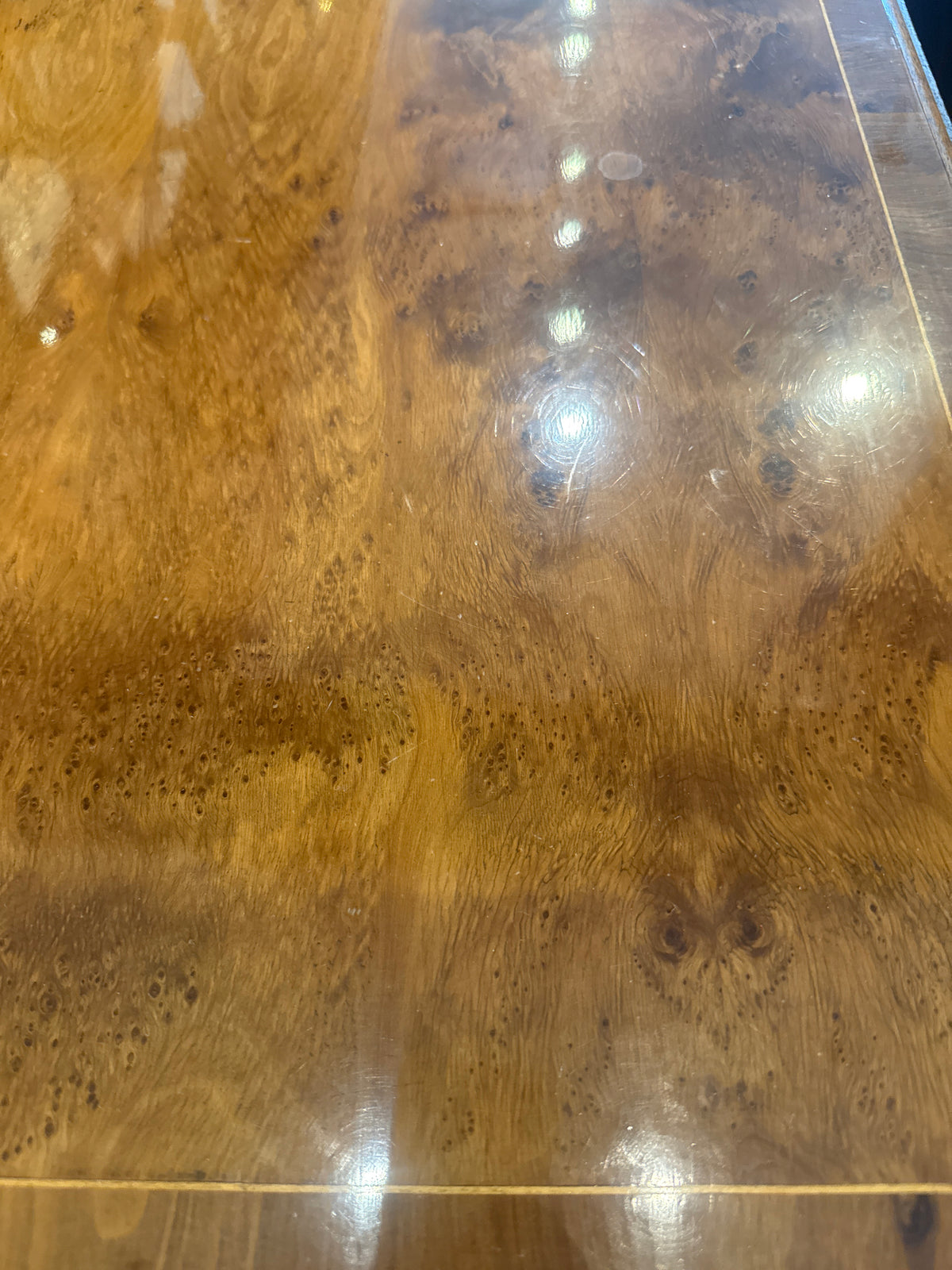 Regency-Style Burr Walnut Drop-Leaf Sofa Table
