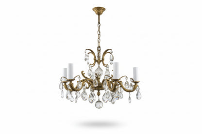 Lustre vintage en laiton et cristal