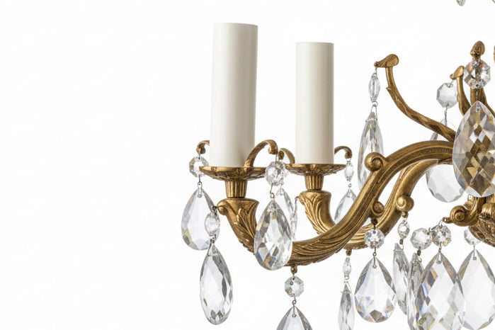Lustre vintage en laiton et cristal