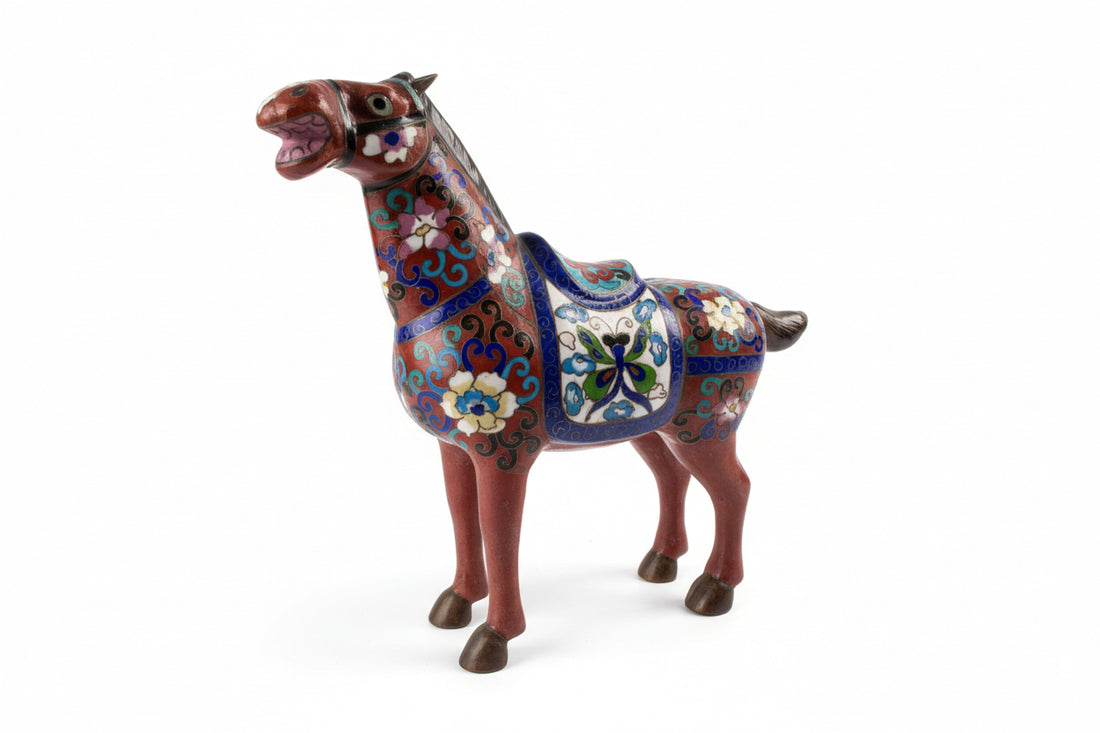Vintage Cloisonné Horse Sculpture