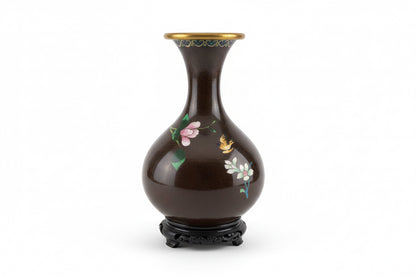 Vase japonais en cloisonné à décor floral