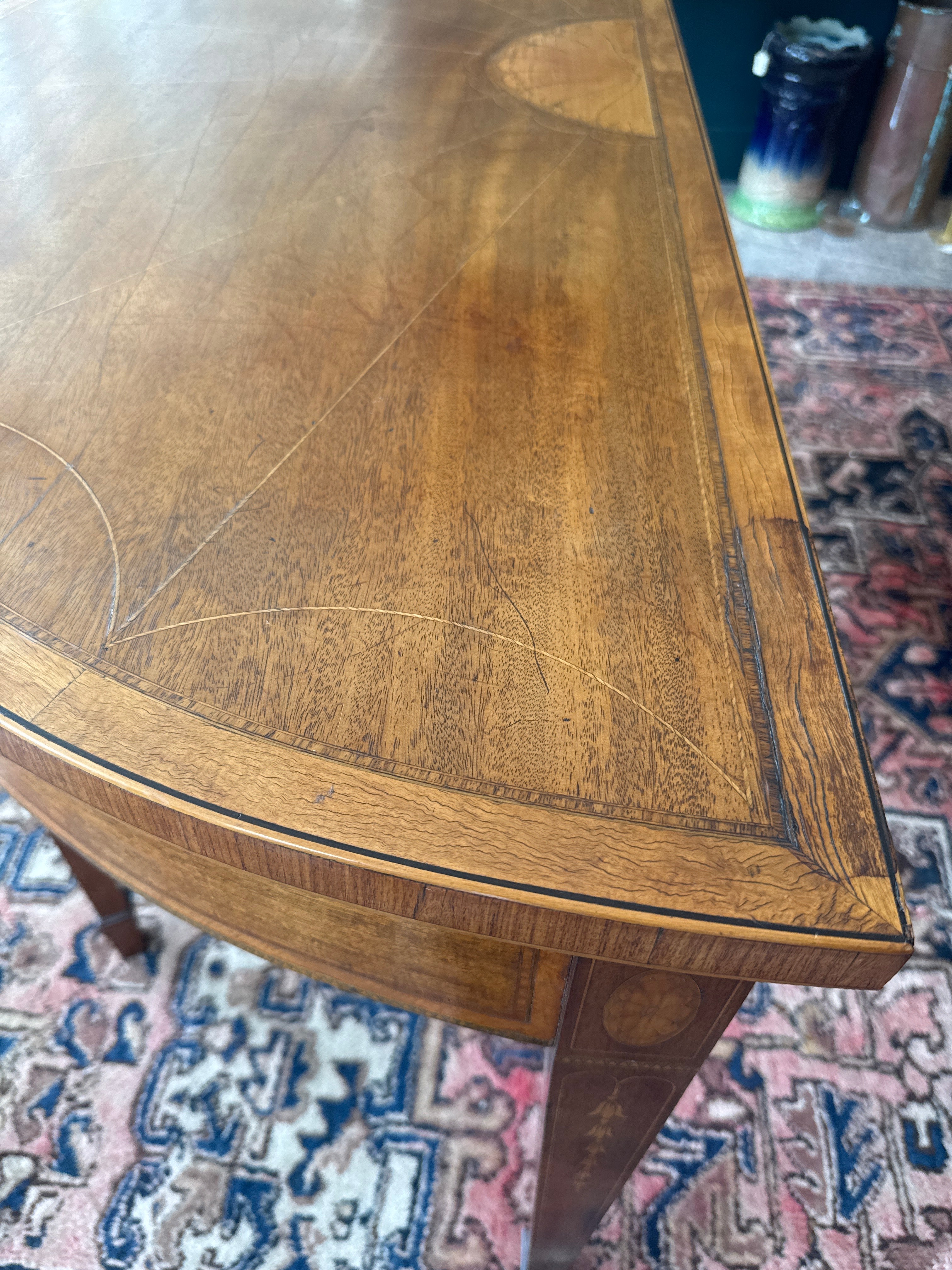 Edwardian Inlaid Mahogany Demi-Lune Console Table