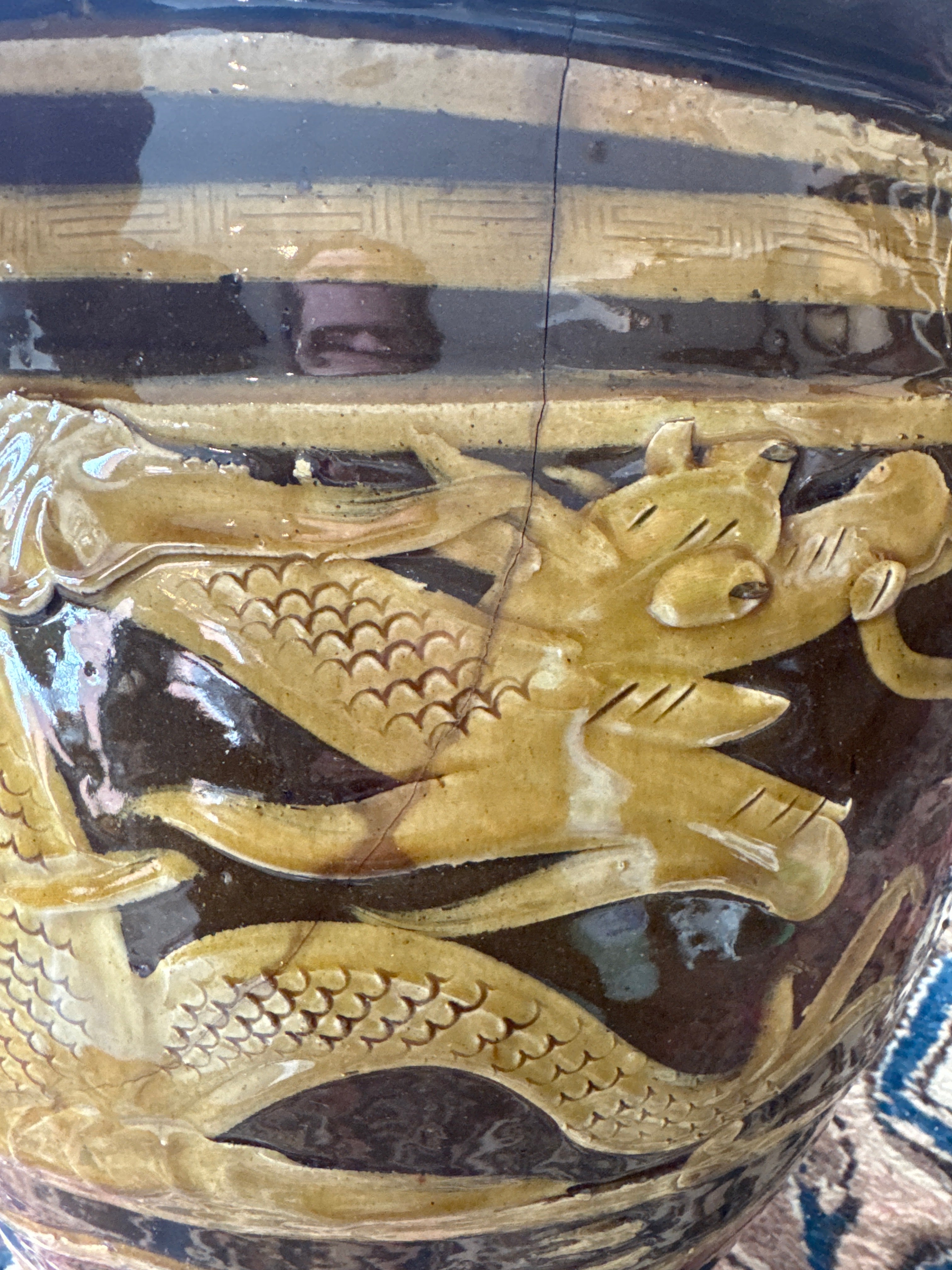 Paire de jardinières vintage à motifs de dragons