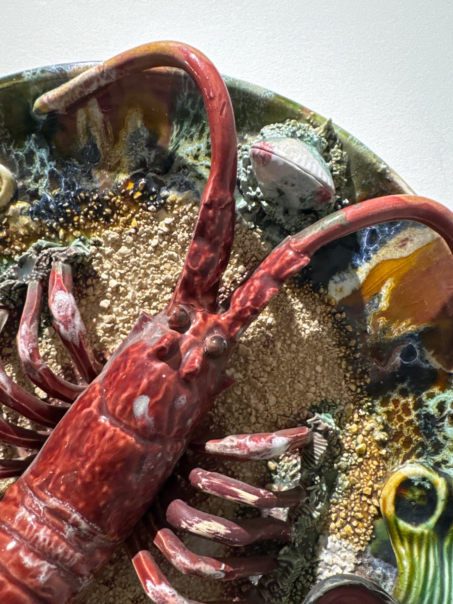 Assiette homard majolique vintage
