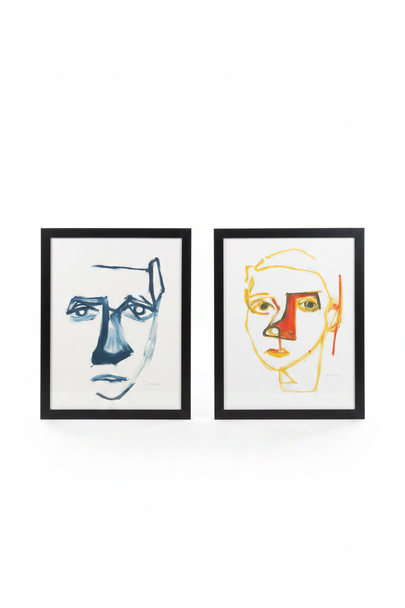 Pair of Original Oil Pastel Portraits by David De Cosse