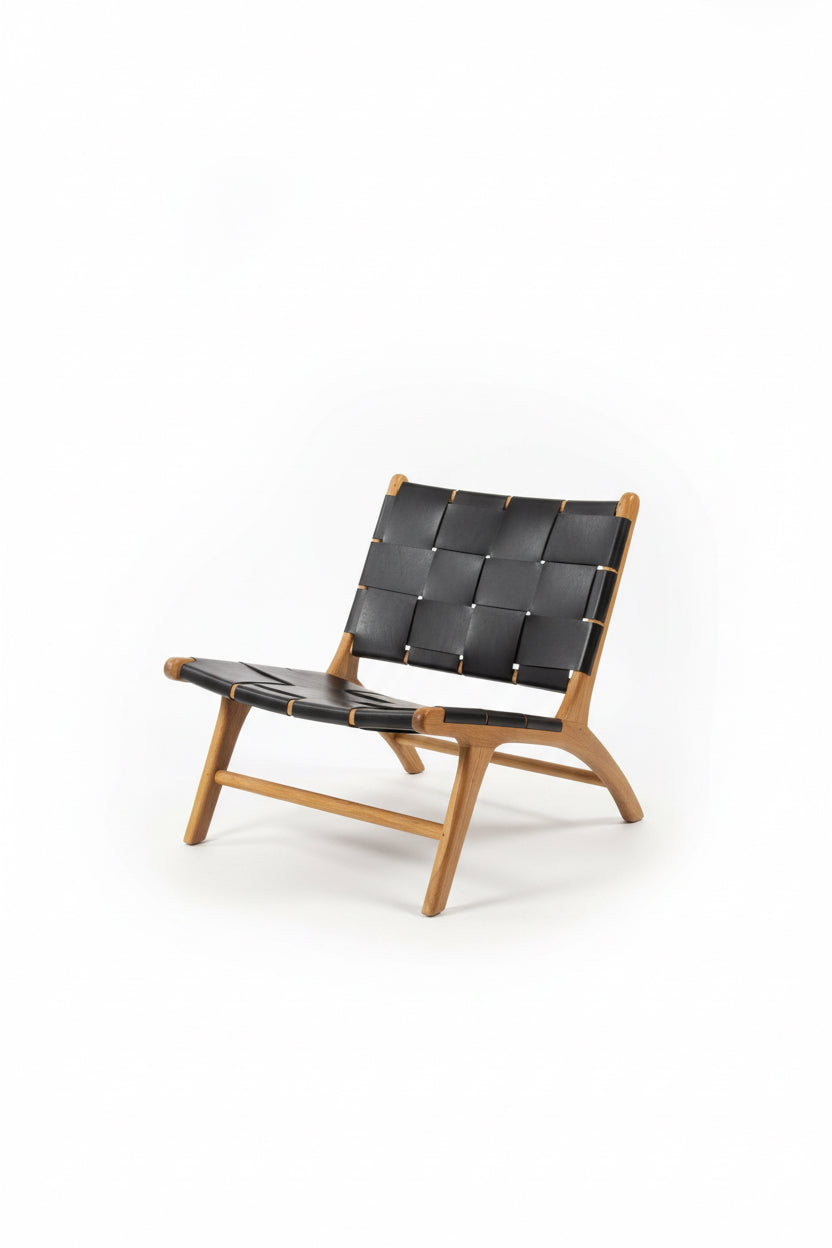 Fauteuil Johanna en cuir tressé