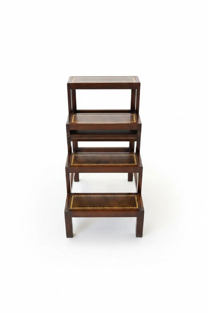 Metamorphic Library Steps Leather Top Side Table