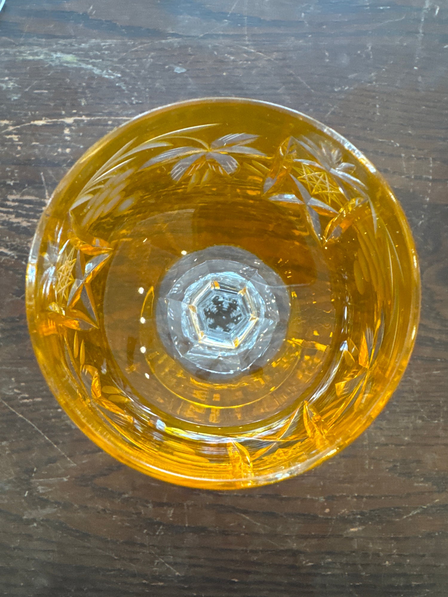 Lot de 6 verres à vin (rouge ou blanc) en cristal vintage orange mandarine