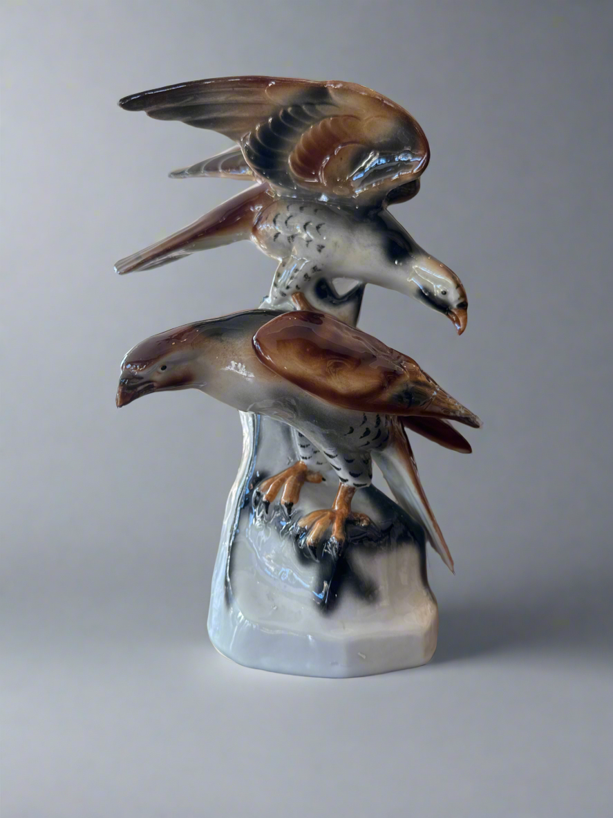 Vintage germain porcelain perched eagles