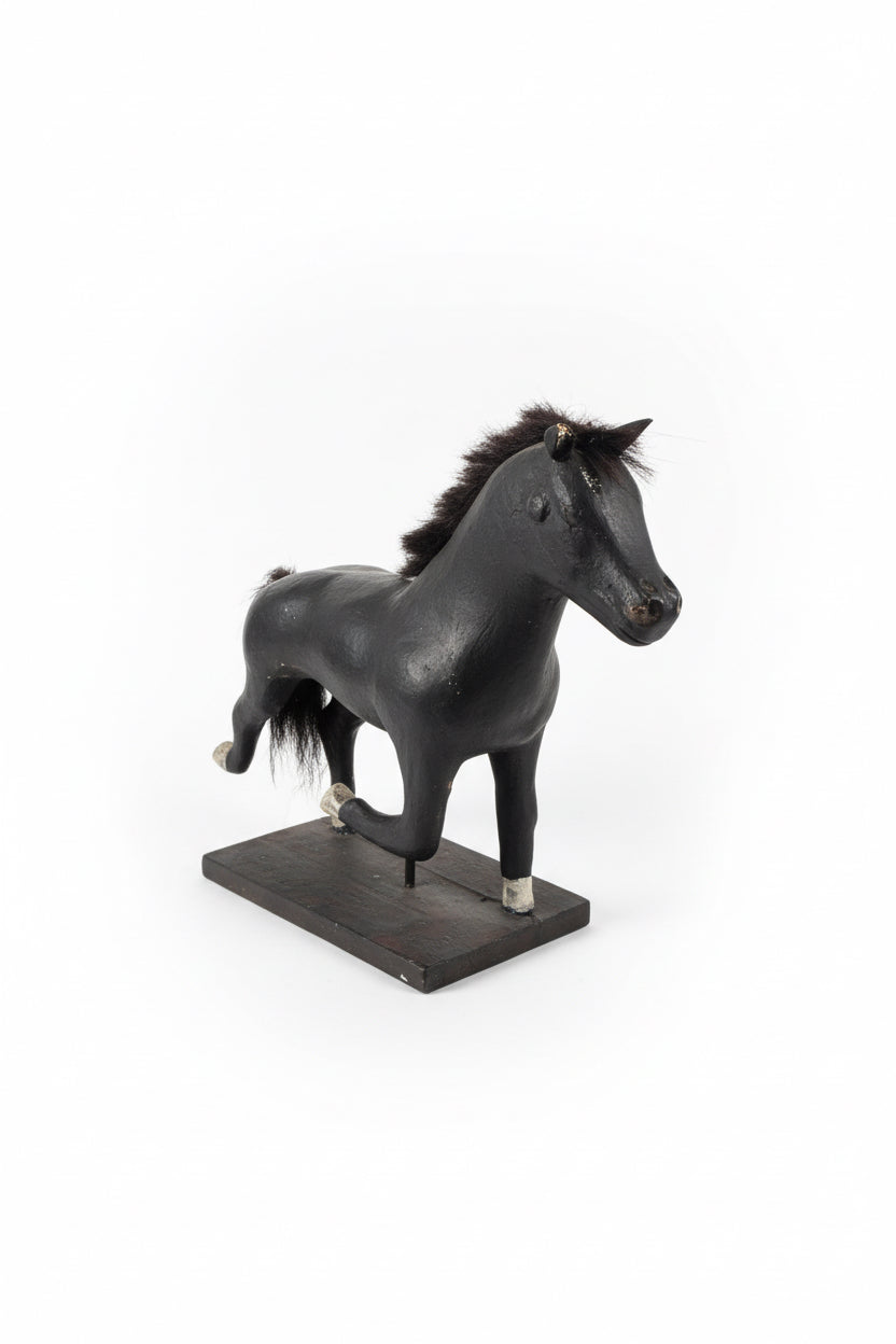 Vintage Quebecois folk art wooden horse carving
