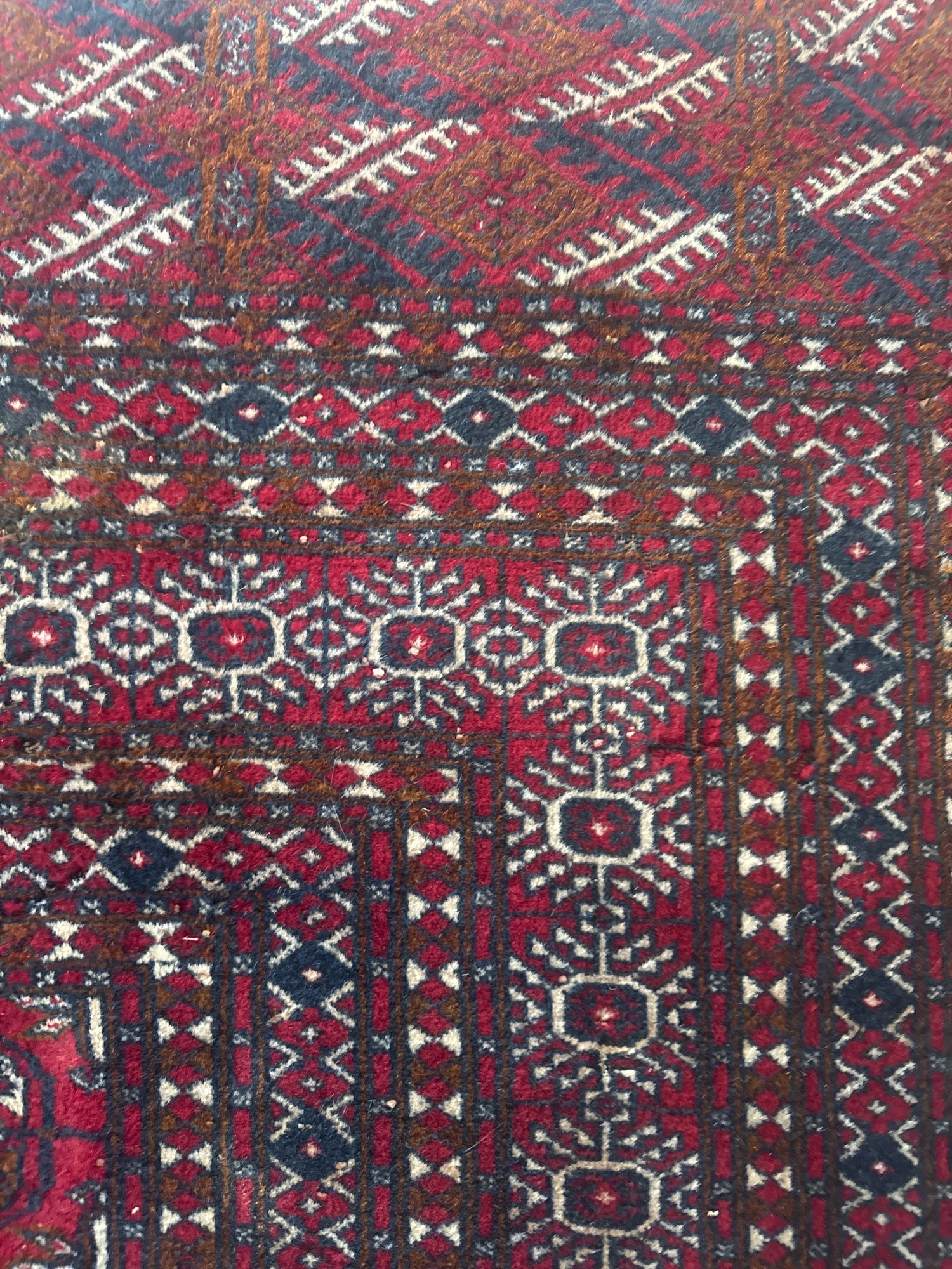 Vintage Hand-Knotted Bokhara Rug