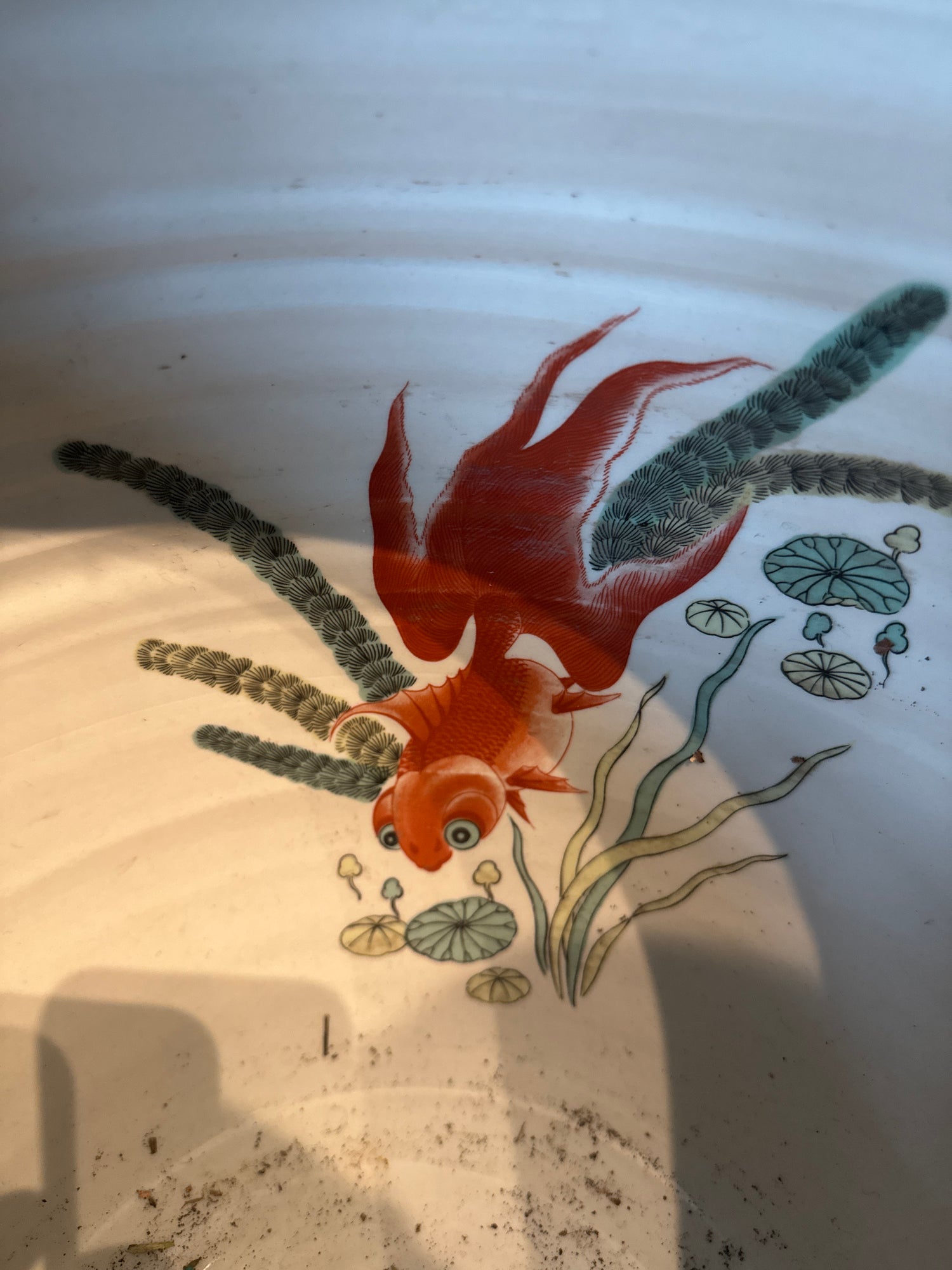 Jardinière Chinoiserie Vintage Chinoise en Porcelaine Carpe Koi