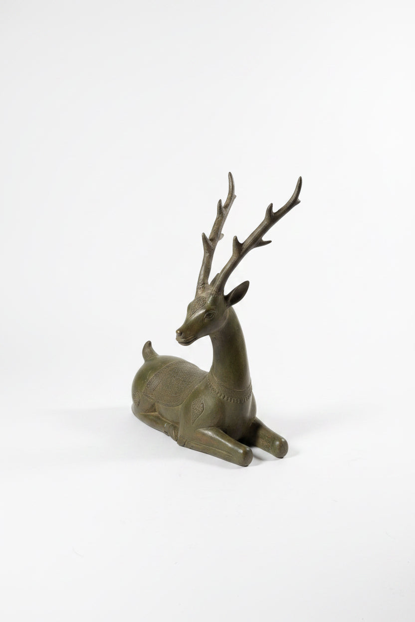 Pair of Vintage Thai Bronze Temple Deer