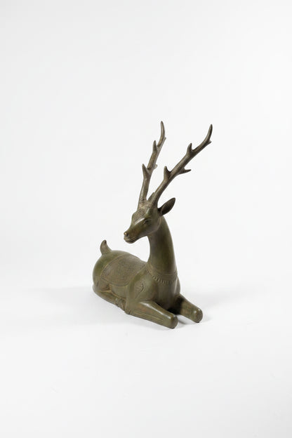Pair of Vintage Thai Bronze Temple Deer