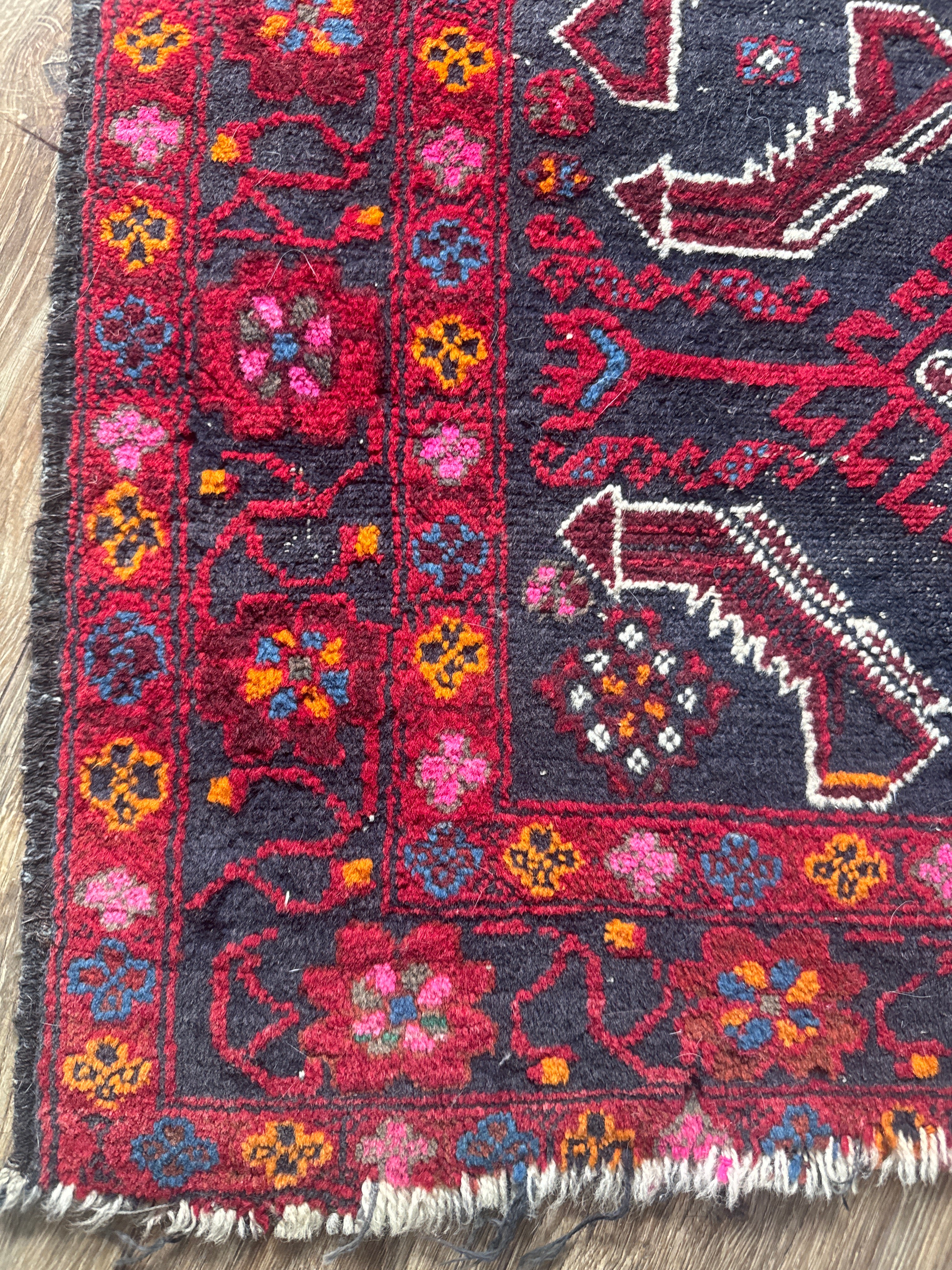Vintage Hand-Knotted Tribal Rug