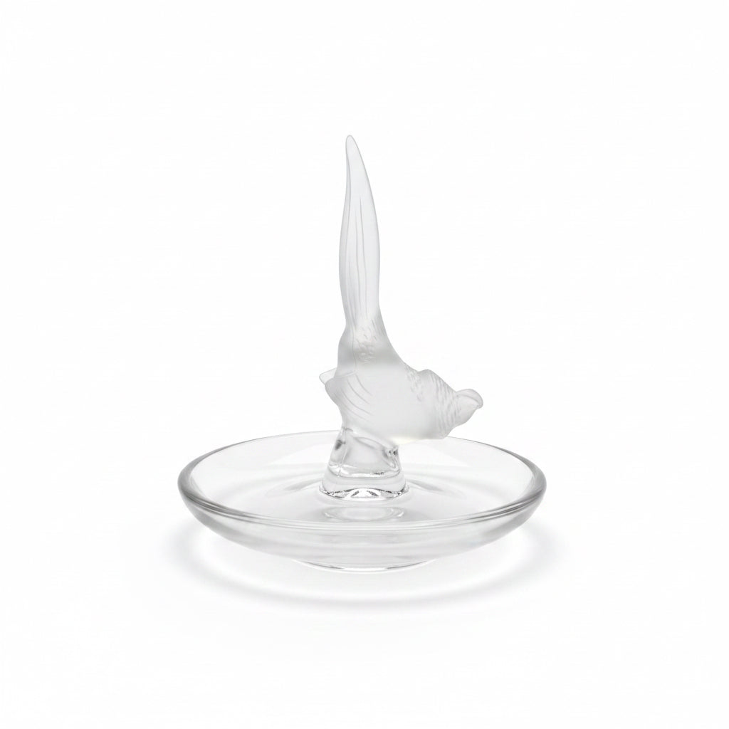 Frosted crystal pheasant ring older - Lalique, France