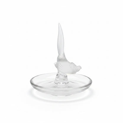 Frosted crystal pheasant ring older - Lalique, France