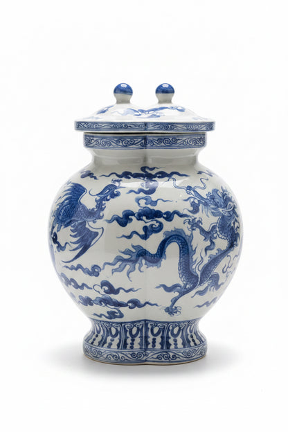 Chinese Blue and White Dragon Ginger Jar