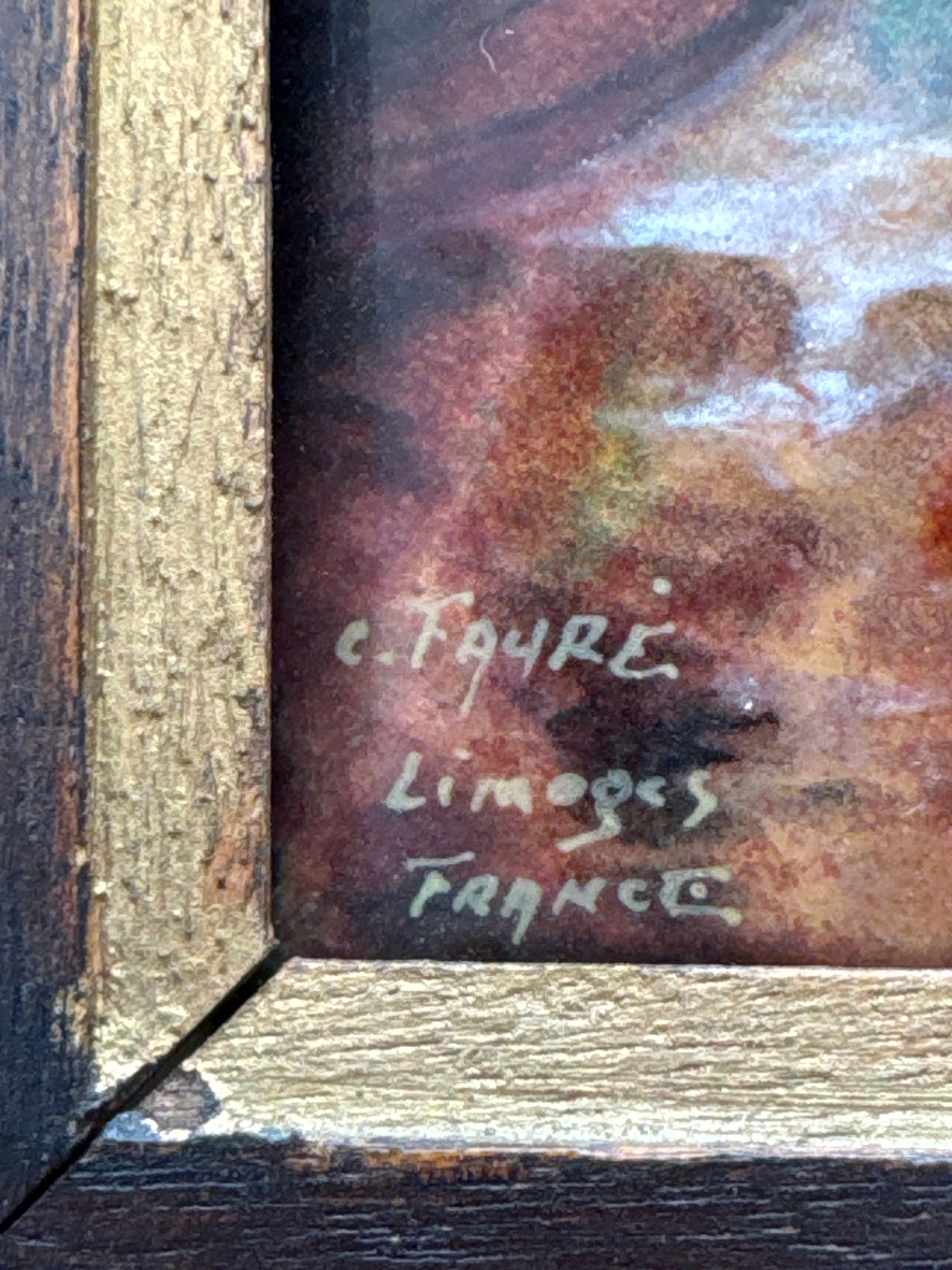 Tableau sur cuivre émaillé de C. Faure, Limoges, antique