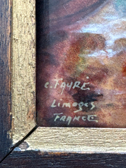 Tableau sur cuivre émaillé de C. Faure, Limoges, antique