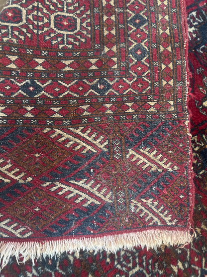 Vintage Hand-Knotted Bokhara Rug