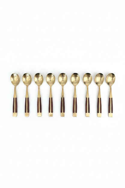 Vintage Jean-Claude Rosewood &amp;amp; Bronze Flatware Set for Twelve