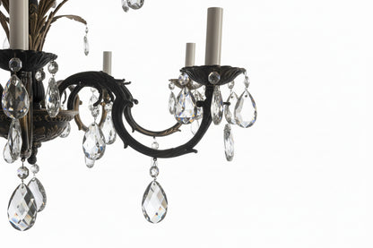 Lustre vintage en laiton massif et cristal